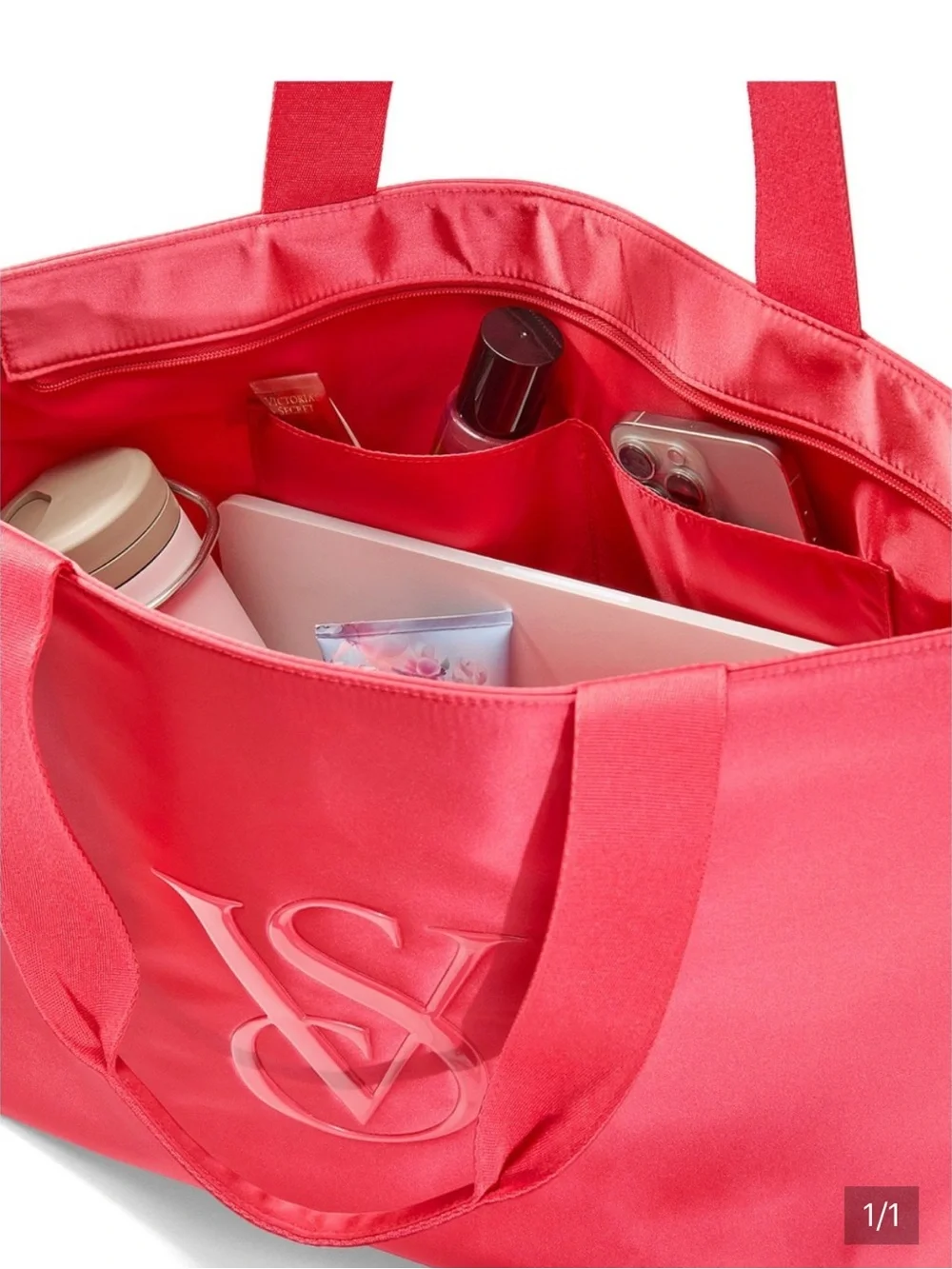 NWT Victoria’s Secret Red / Hot Pink Monogram Tote Bag